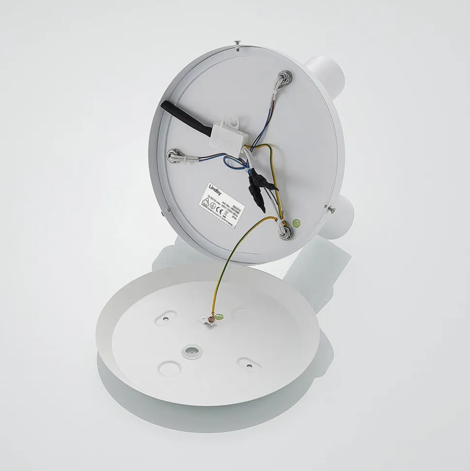 Lindby spotlight Kardo, roundel, 3 lyskilder, hvid, metal, IP44