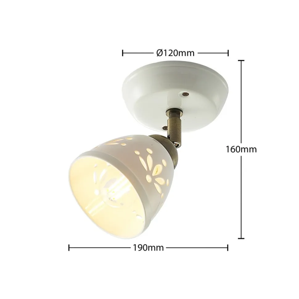 Lindby spotlight Sanrike, højde 16 cm, 1 lyskilde, hvid, keramik