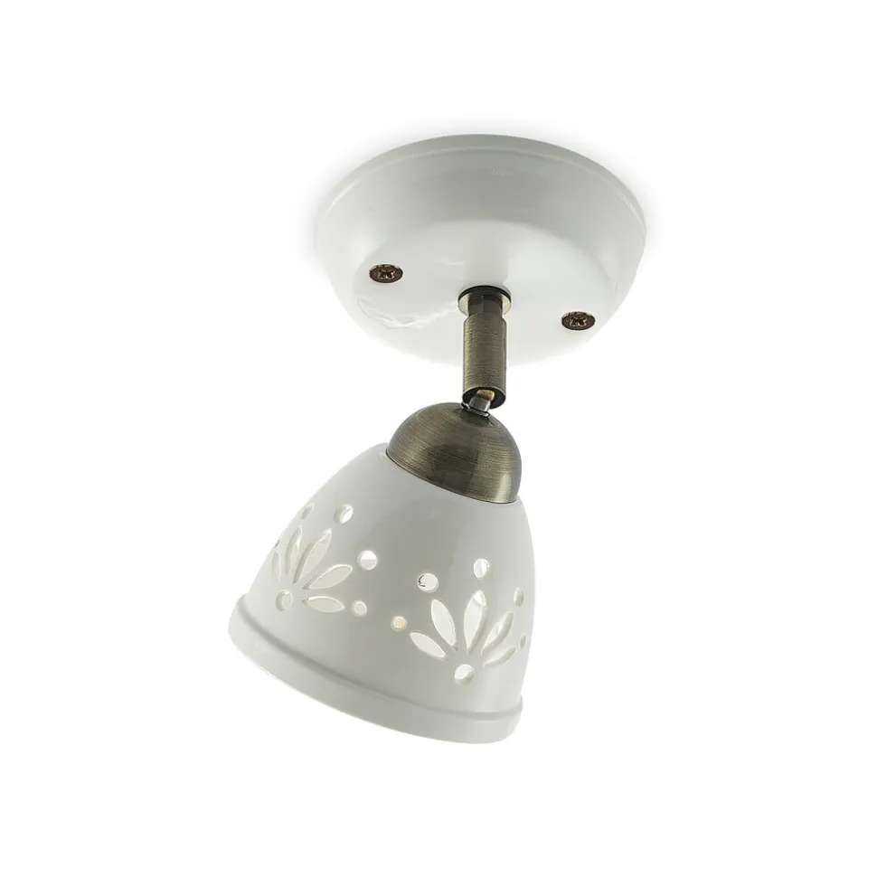 Lindby spotlight Sanrike, højde 16 cm, 1 lyskilde, hvid, keramik