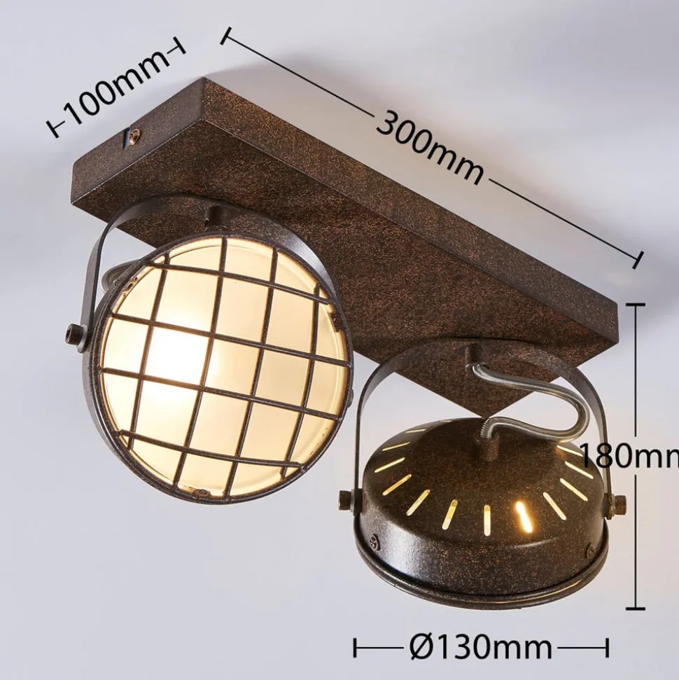 Lindby spotlight Tamin, rustfarvet, 2 lyskilder, glas, G9