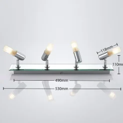 Lindby spotlight Zela, længde 53 cm, krom, 4 lyskilder