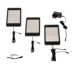 Lindby Svela LED-underskabsbelysning, sæt med 3, sort