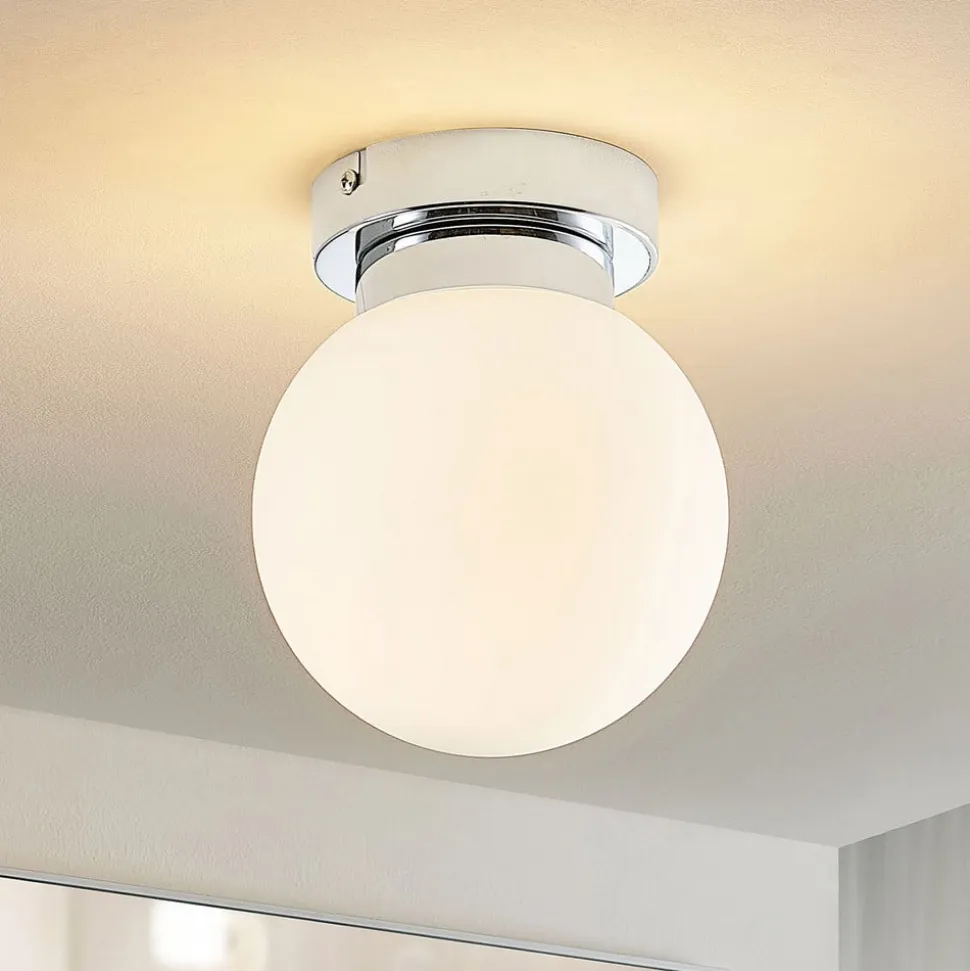 Lindby Tavino loftslampe, sfærisk skærm, krom