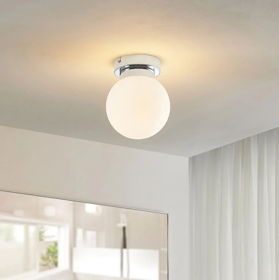 Lindby Tavino loftslampe, sfærisk skærm, krom