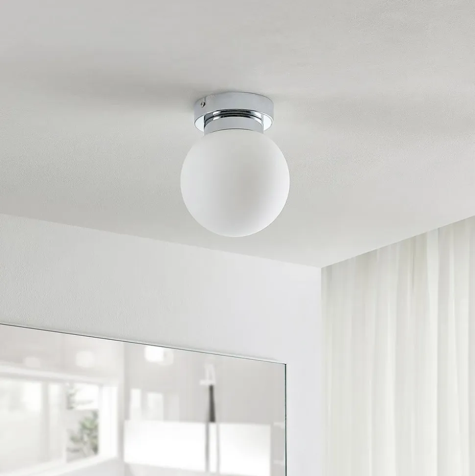 Lindby Tavino loftslampe, sfærisk skærm, krom