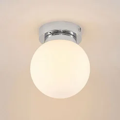 Lindby Tavino loftslampe, sfærisk skærm, krom