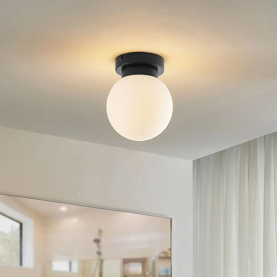 Lindby Tavino loftslampe, sfærisk skærm, sort