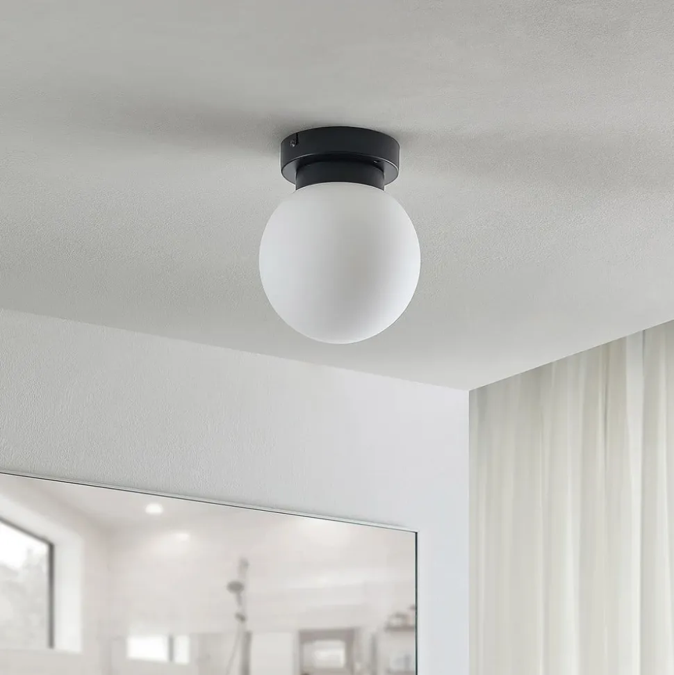 Lindby Tavino loftslampe, sfærisk skærm, sort