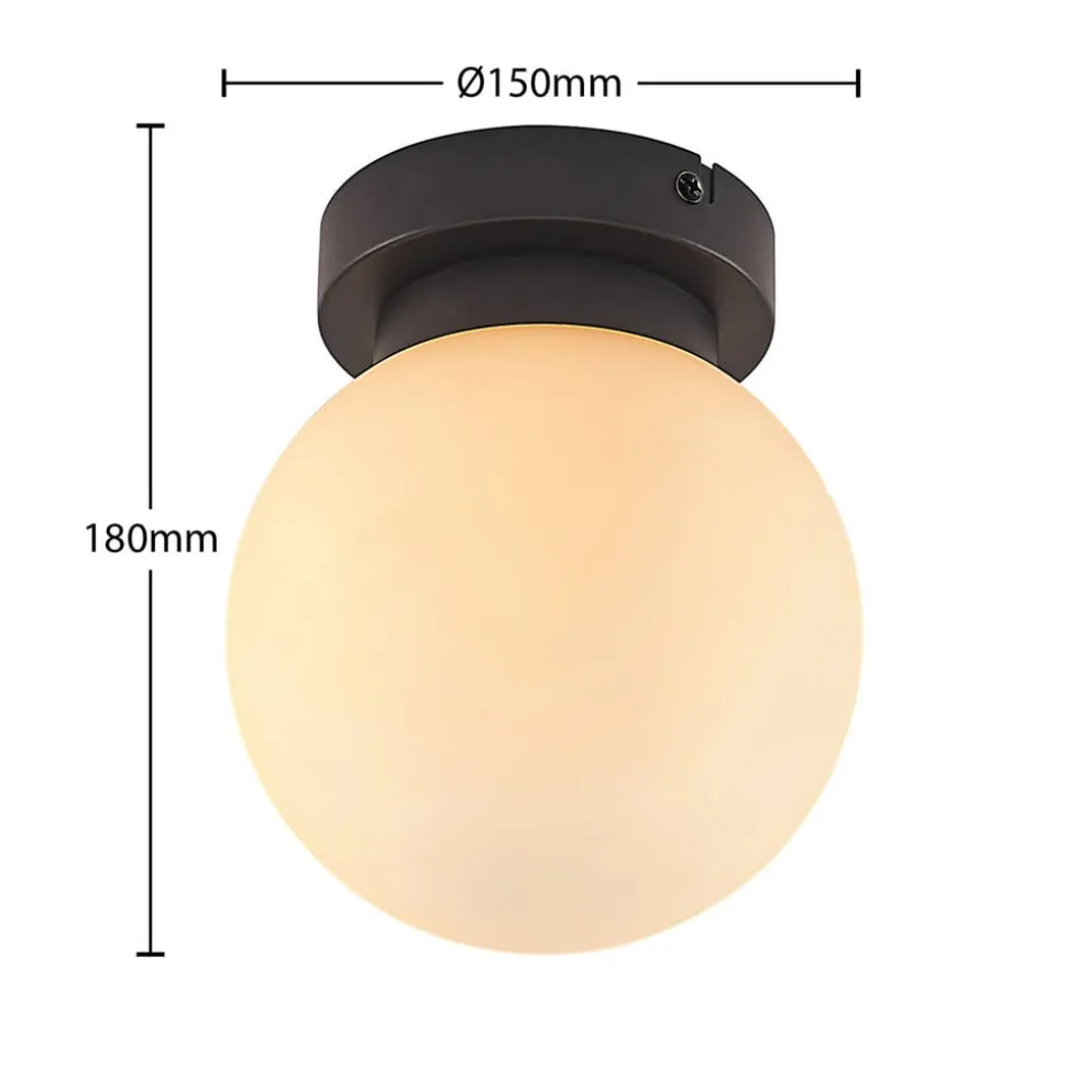Lindby Tavino loftslampe, sfærisk skærm, sort