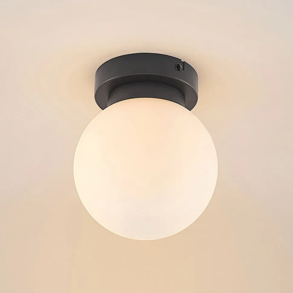 Lindby Tavino loftslampe, sfærisk skærm, sort