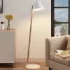 Lindby Tetja gulvlampe med træstang, hvid