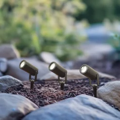 Lindby Thorgal lampe med jordspyd, Ø 6 cm, sort, sæt med 3 stk