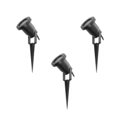 Lindby Thorgal lampe med jordspyd, Ø 9,8 cm, sort, sæt med 3 stk