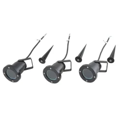 Lindby Thorgal lampe med jordspyd, Ø 9,8 cm, sort, sæt med 3 stk