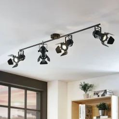 Lindby Tilen loftspot, 4 lyskilder, sort, metal, 125 cm