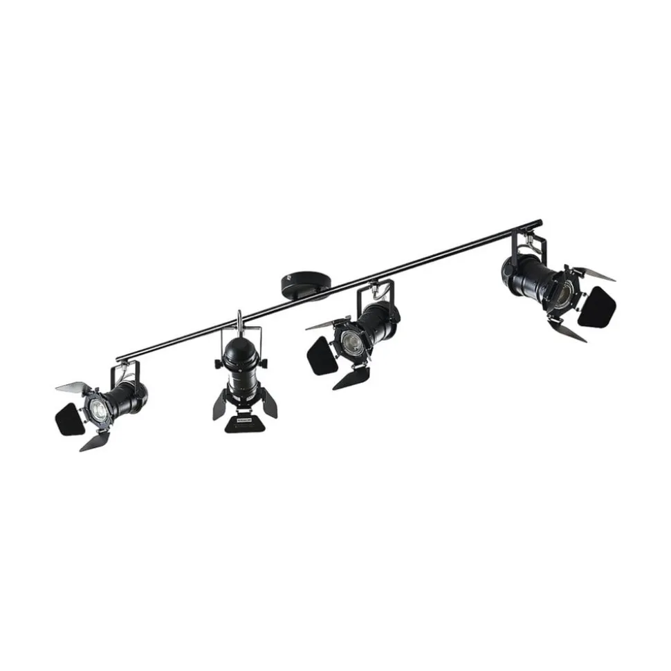 Lindby Tilen loftspot, 4 lyskilder, sort, metal, 125 cm