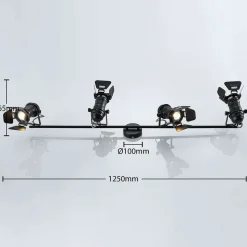 Lindby Tilen loftspot, 4 lyskilder, sort, metal, 125 cm
