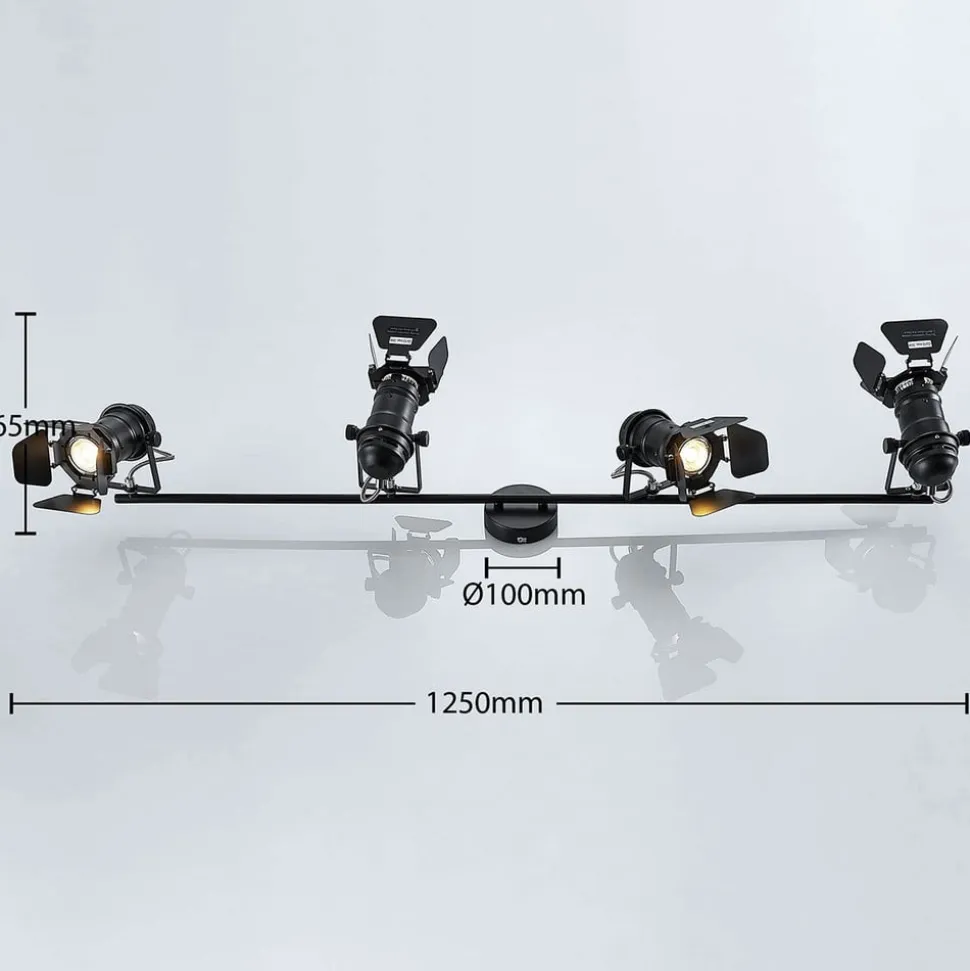 Lindby Tilen loftspot, 4 lyskilder, sort, metal, 125 cm