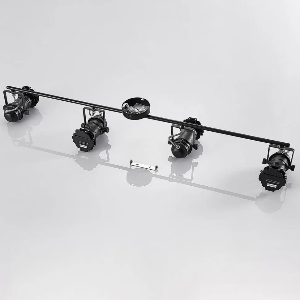 Lindby Tilen loftspot, 4 lyskilder, sort, metal, 125 cm