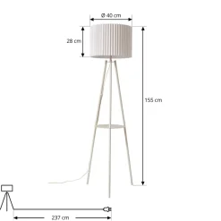 Lindby trebenetstående gulvlampe Libbie, 155 cm, hør, cremefarvet