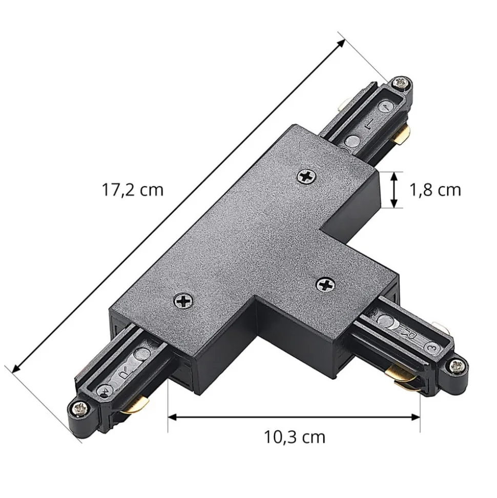 Lindby T-stik Linaro, sort, 1-faset system