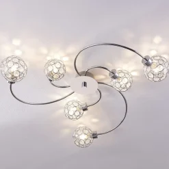 Lindby Tyron loftlampe, Ø 65 cm, krom, glas, metal