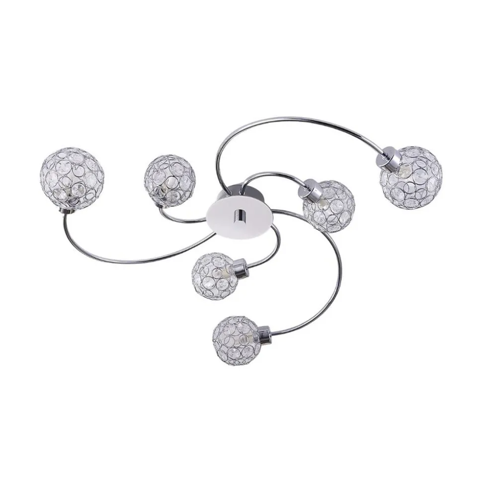 Lindby Tyron loftlampe, Ø 65 cm, krom, glas, metal
