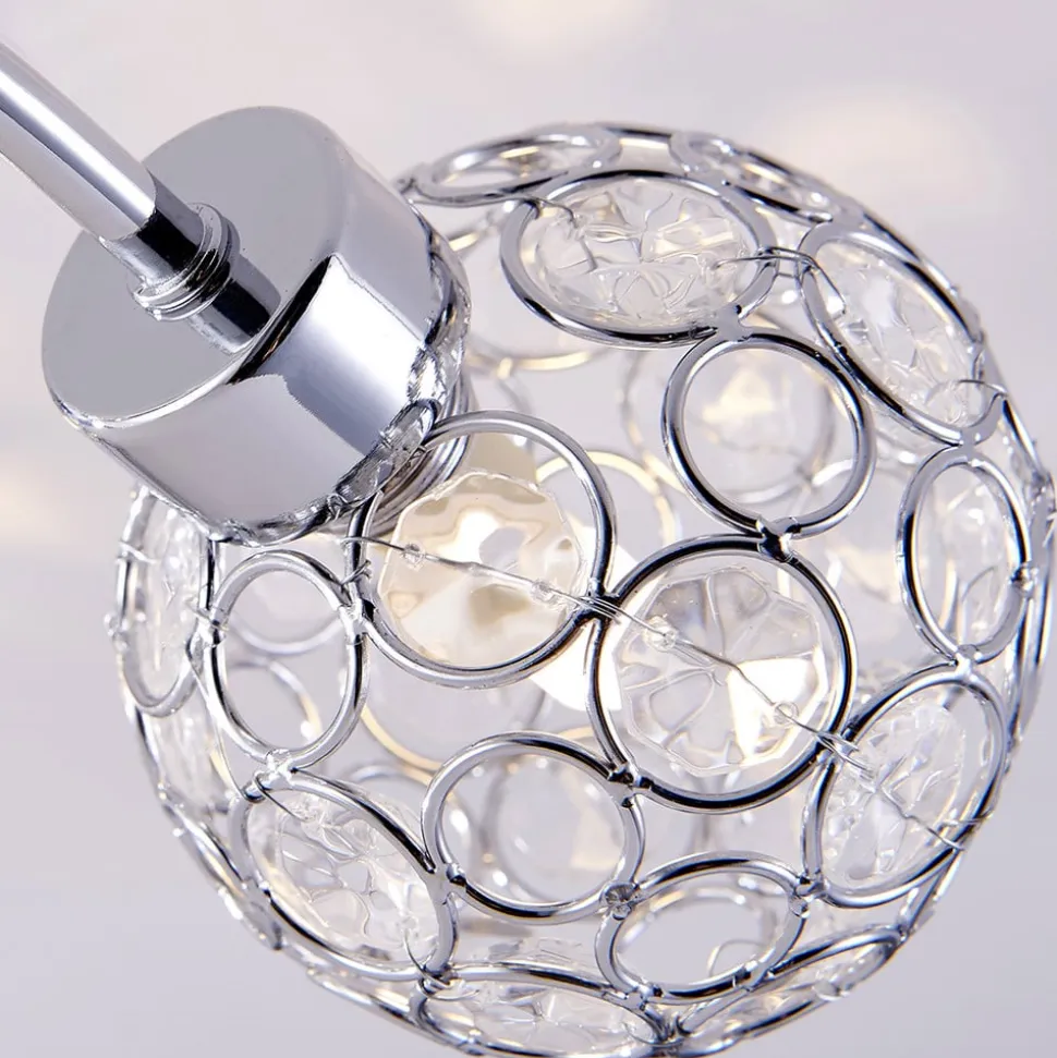 Lindby Tyron loftlampe, Ø 65 cm, krom, glas, metal