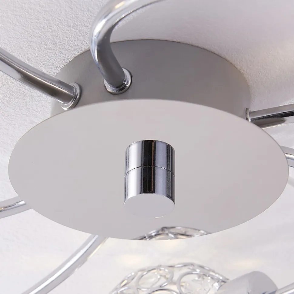 Lindby Tyron loftlampe, Ø 65 cm, krom, glas, metal