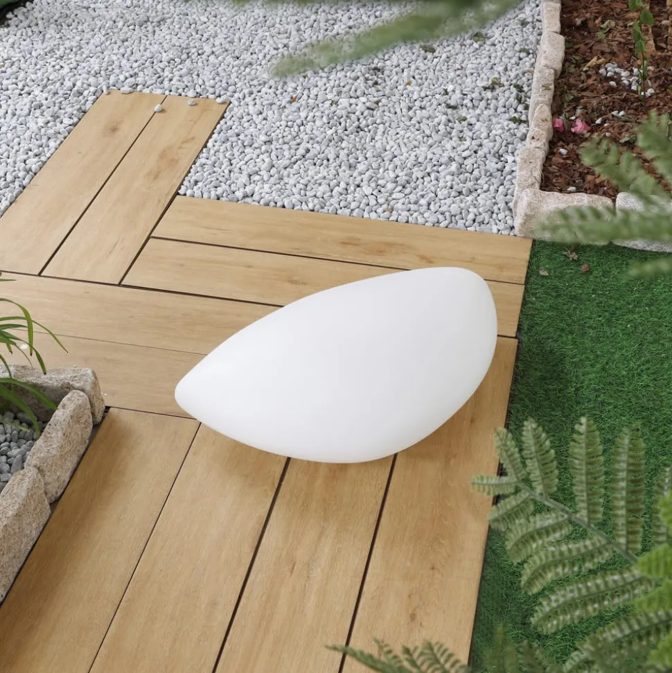 Lindby udendørs gulvlampe Arani, hvid, plast, stik