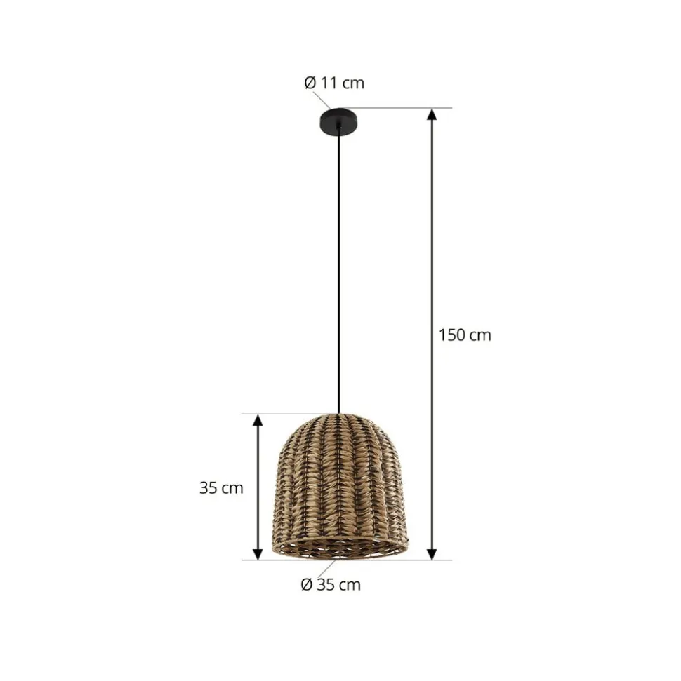 Lindby udendørs hængelampe Taryn, brun, plast, IP44 35cm
