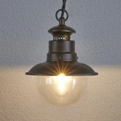 Lindby udendørs hængelampe Eddie, rust, metal, IP44, E27