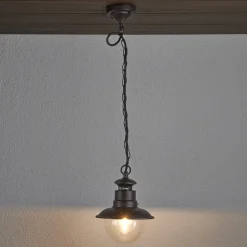 Lindby udendørs hængelampe Eddie, rust, metal, IP44, E27