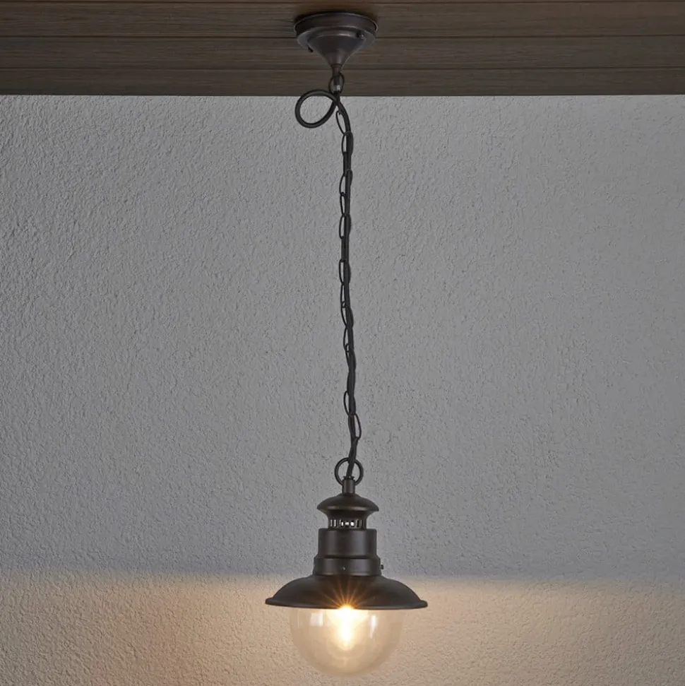 Lindby udendørs hængelampe Eddie, rust, metal, IP44, E27