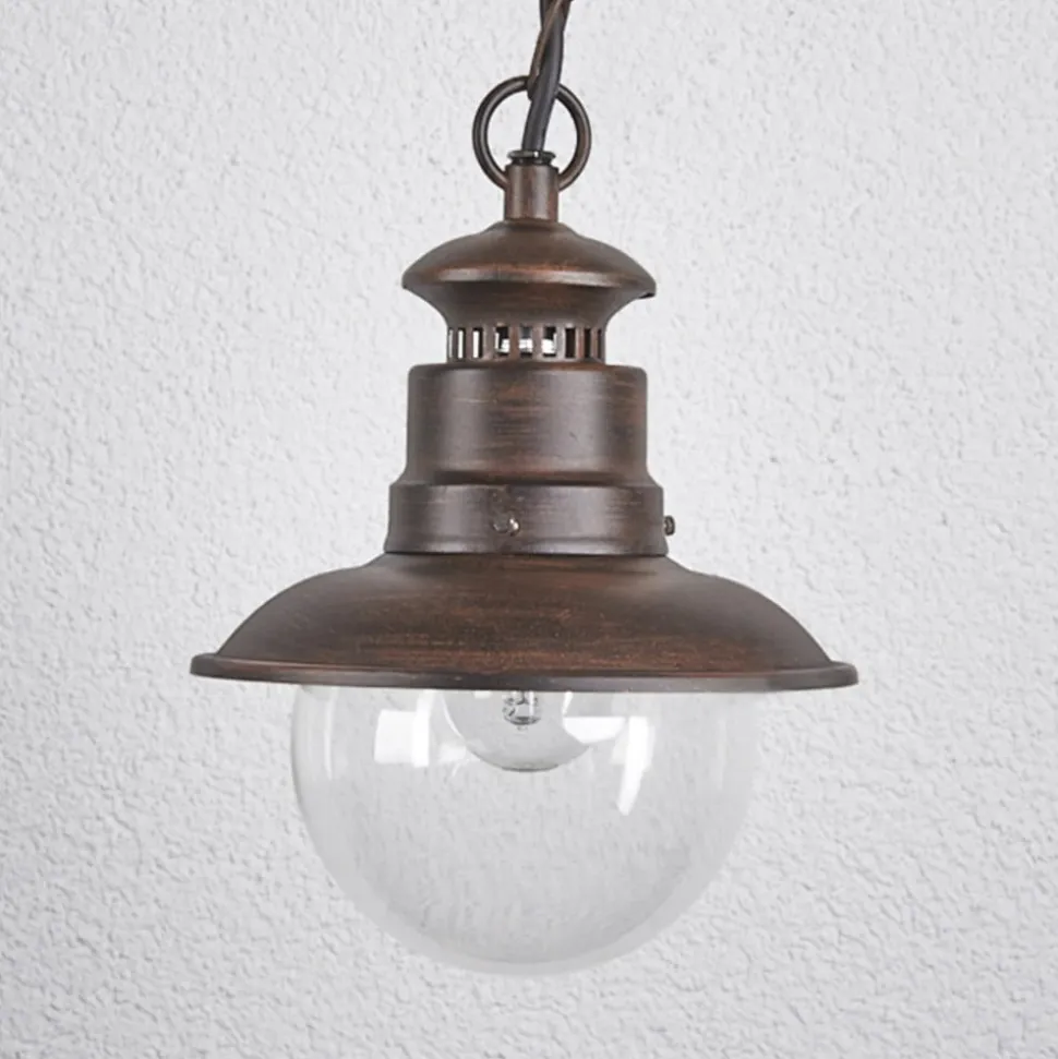 Lindby udendørs hængelampe Eddie, rust, metal, IP44, E27