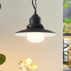 Lindby udendørs hængelampe Roisin, antracit, metal, Ø 32cm