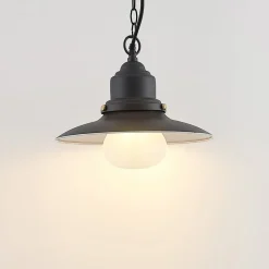 Lindby udendørs hængelampe Roisin, antracit, metal, Ø 32cm