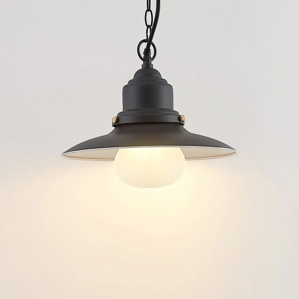 Lindby udendørs hængelampe Roisin, antracit, metal, Ø 32cm
