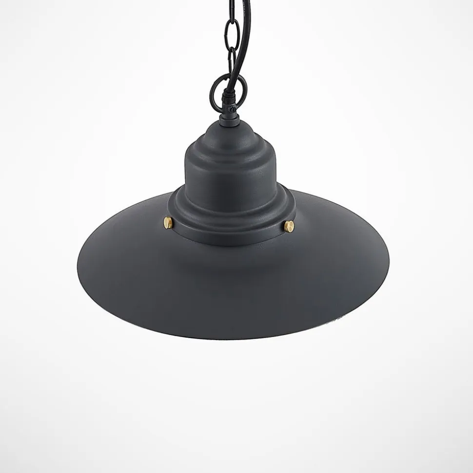 Lindby udendørs hængelampe Roisin, antracit, metal, Ø 32cm
