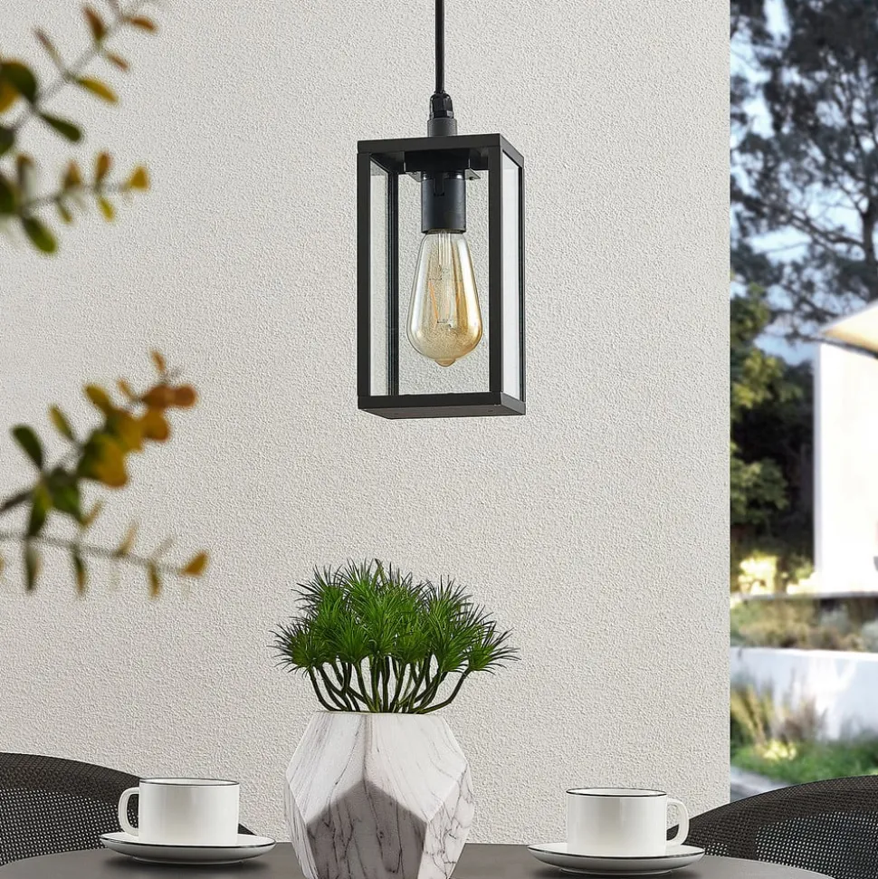 Lindby udendørs hængelampe Filimon, antracit, 22 cm, IP44, E27
