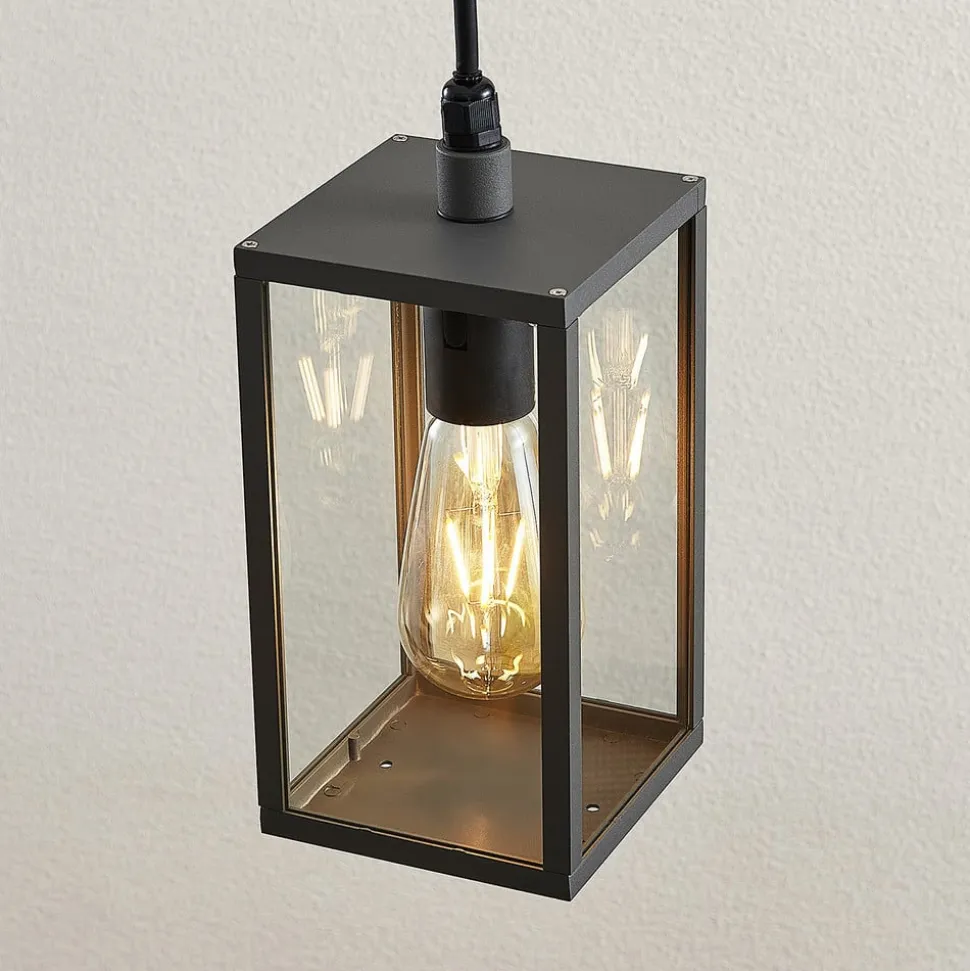 Lindby udendørs hængelampe Filimon, antracit, 22 cm, IP44, E27