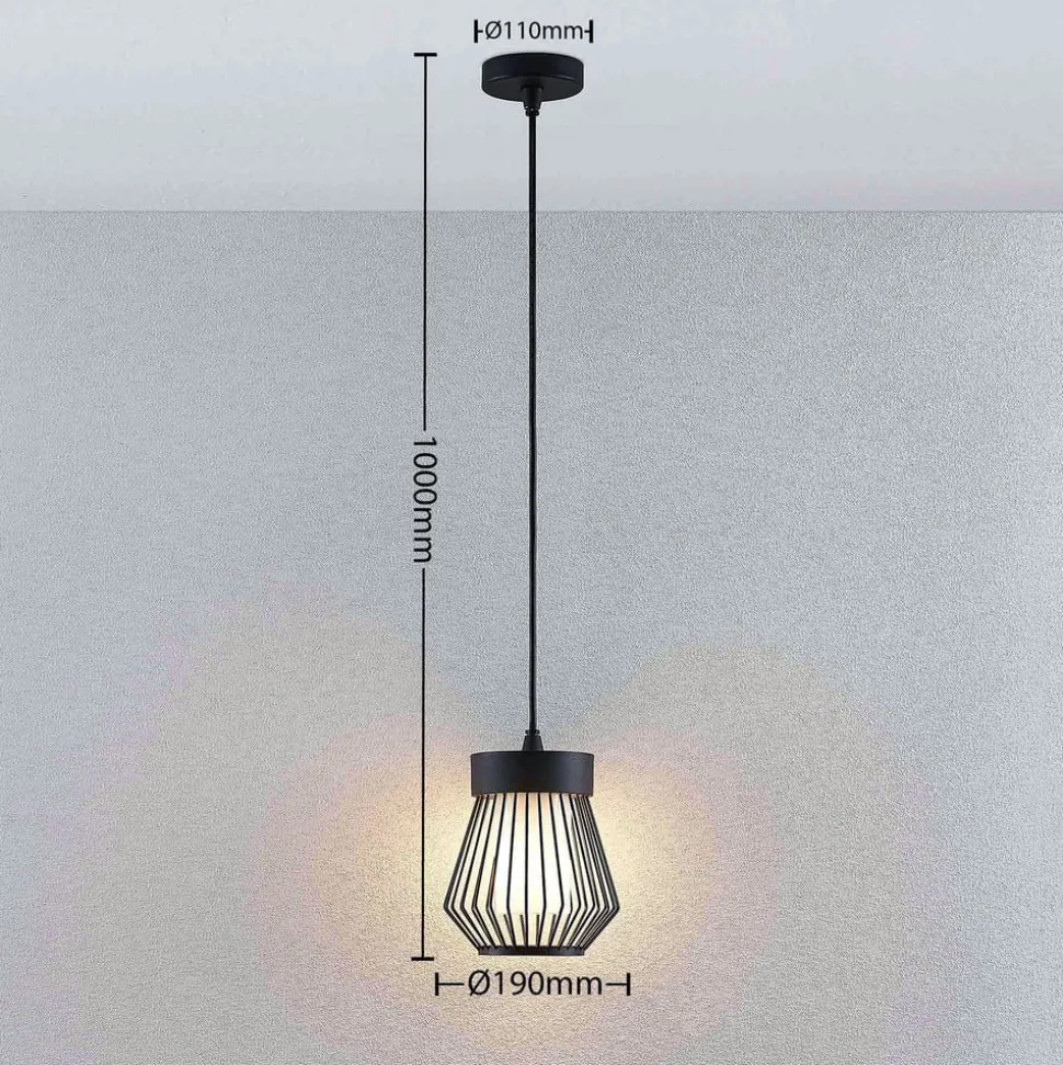 Lindby udendørs hængelampe Vajana, Ø 19 cm, sort, aluminium