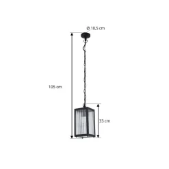 Lindby udendørs hængelampe Bolgar, sort, metal, glas