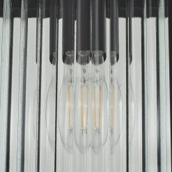 Lindby udendørs hængelampe Bolgar, sort, metal, glas