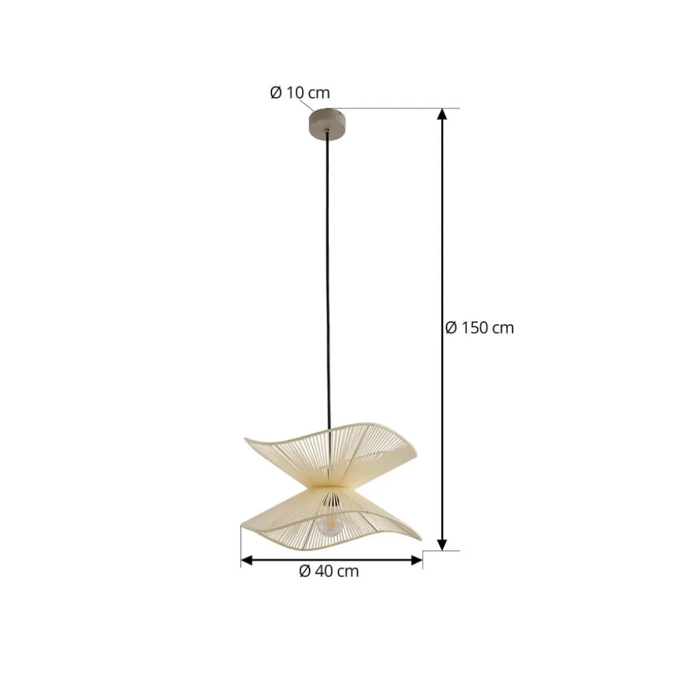 Lindby udendørs hængelampe Valdorin, beige, bomuld, Ø 40cm