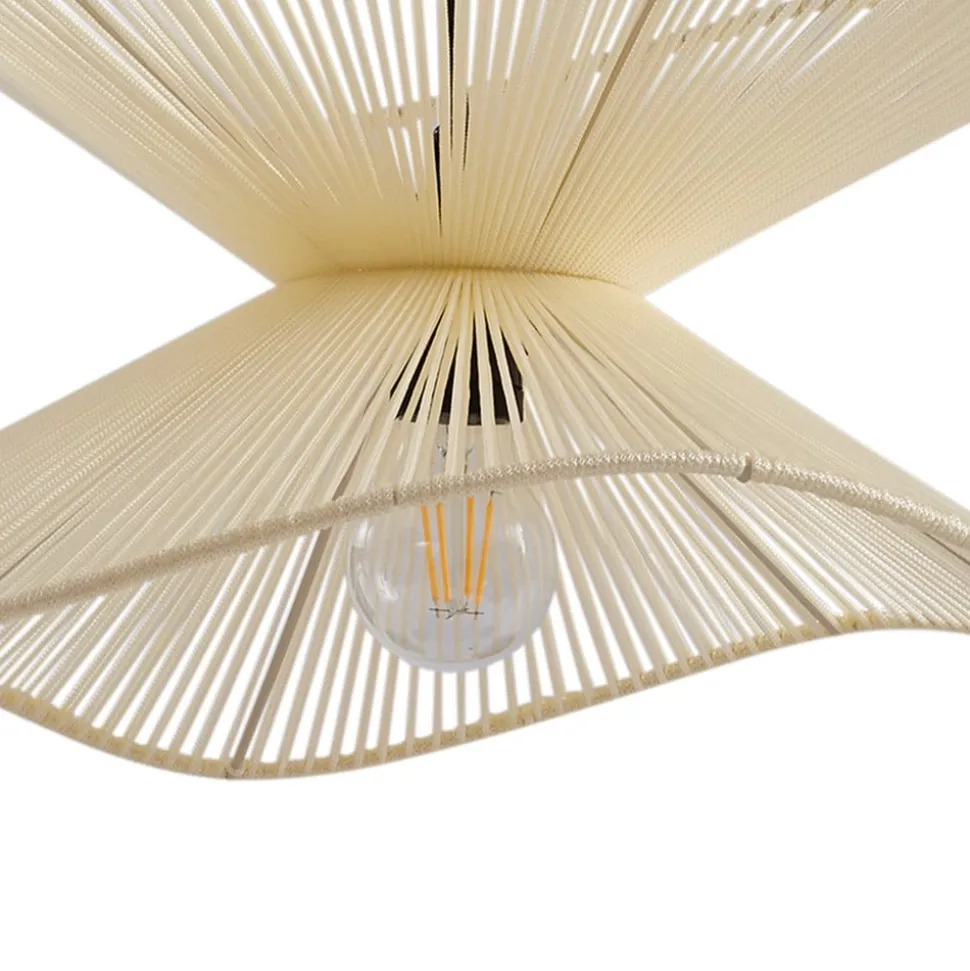 Lindby udendørs hængelampe Valdorin, beige, bomuld, Ø 40cm
