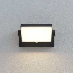 Lindby udendørs LED-væglampe Sherin, antracit, sensor, IP54