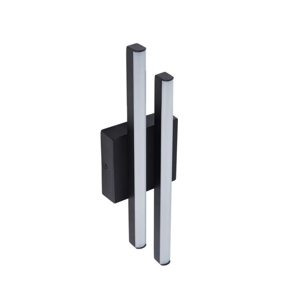 Lindby udendørs LED-væglampe Abelia, sort, aluminium, stål