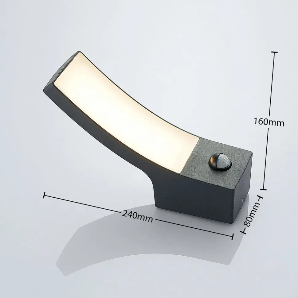 Lindby udendørs LED-væglampe Ilvita, sensor, antracit, IP54