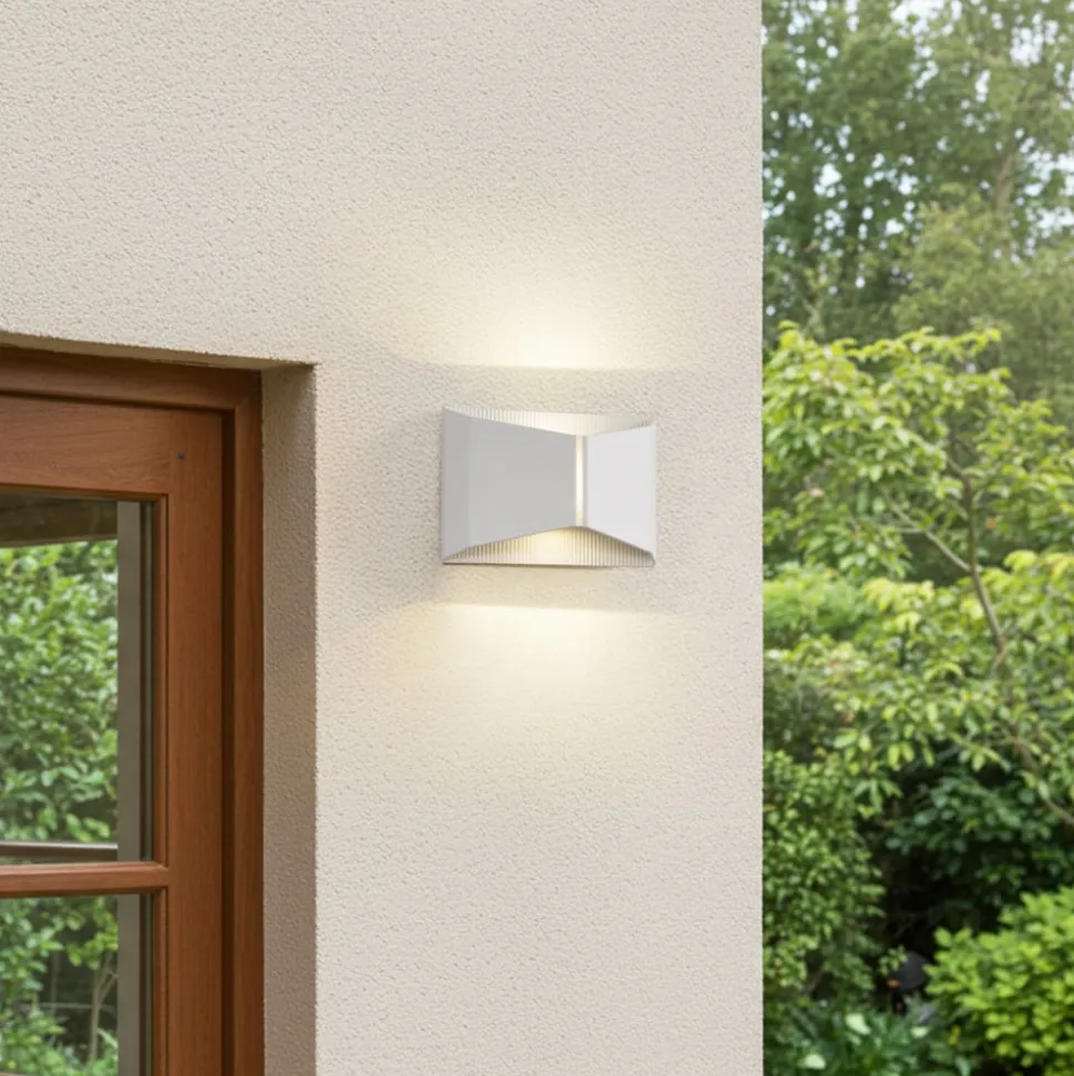 Lindby udendørs LED-væglampe Anlira, hvid, op og ned, IP65